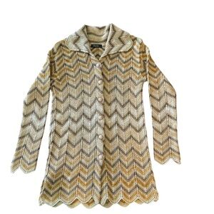 Crocheted Collared and Scalloped Cardigan with Vintage inspired buttons.